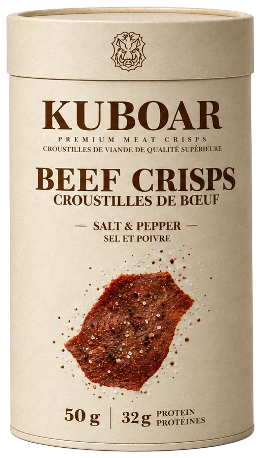 KUBOAR Beef Crisps, Salt & Pepper, 50 g kraft can